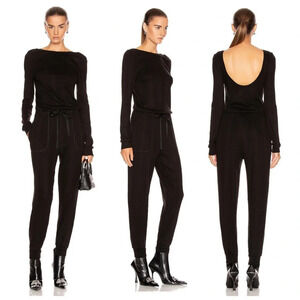 Revolve THE RANGE Division Rib Scoop Back Black Jumpsuit size small